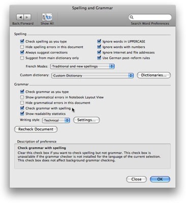 check spelling and grammar in word for mac